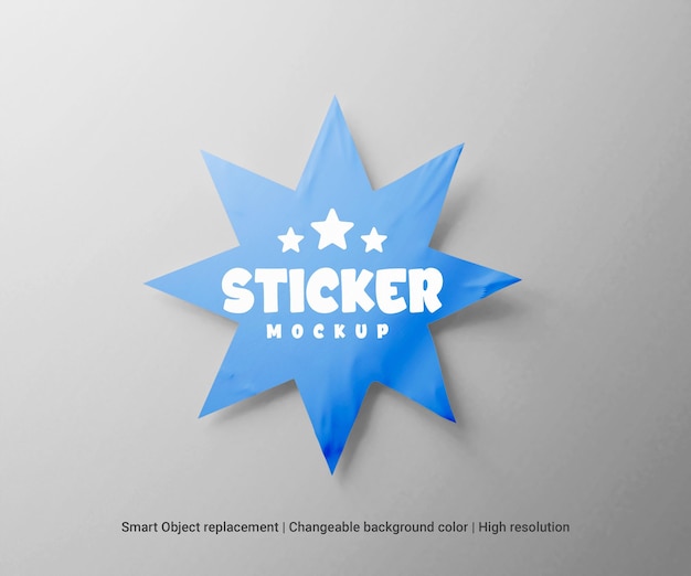 star sticker mockup or 3d paper star sticker mockup