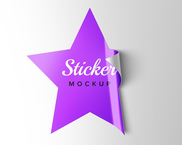 PSD star sticker mockup design design  