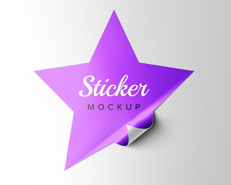 PSD star sticker mockup design design  