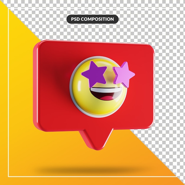 Star struck face emoji symbol in speech bubble