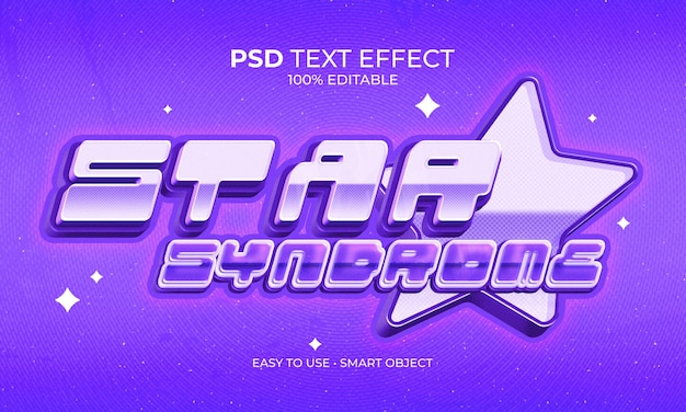 PSD star syndrome y2k style text effect