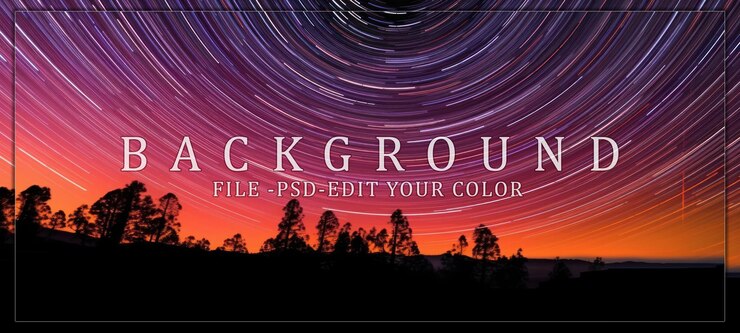 PSD star trails over a silhouetted forest