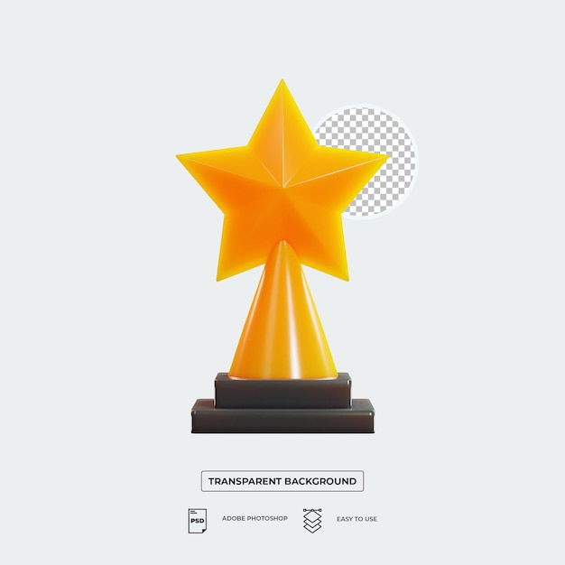 Composizione 3d dell'icona degli eventi del premio del trofeo della stella isolata psd premium