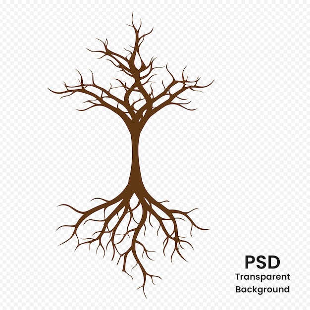 Stare ciemne drzewa z korzeniami martwe drzewa leśne czarna sylwetka ilustracja martwego drzewa