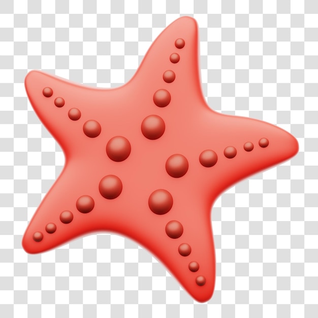 starfish 3d rendering icon isolated transparent background