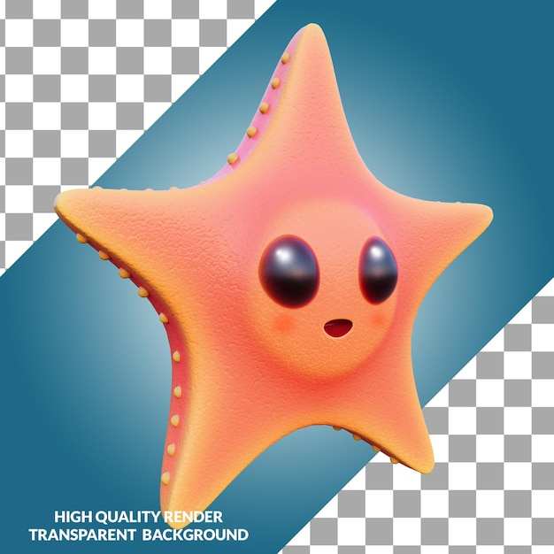 Starfish character 3d illustration