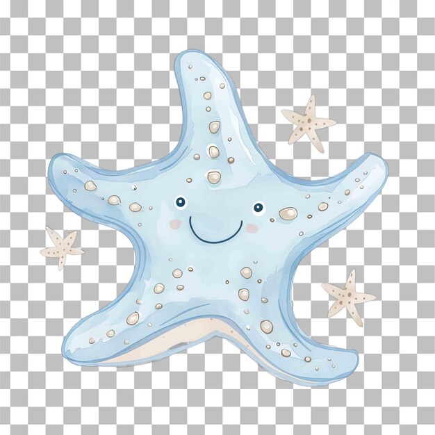 PSD starfish in dusty blue watercolor nursery