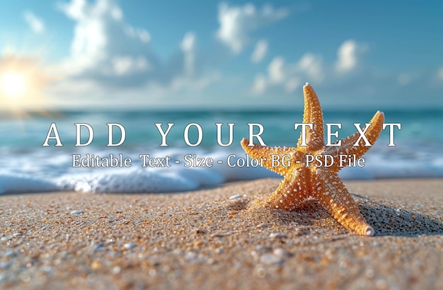 PSD a starfish on sand on the beach