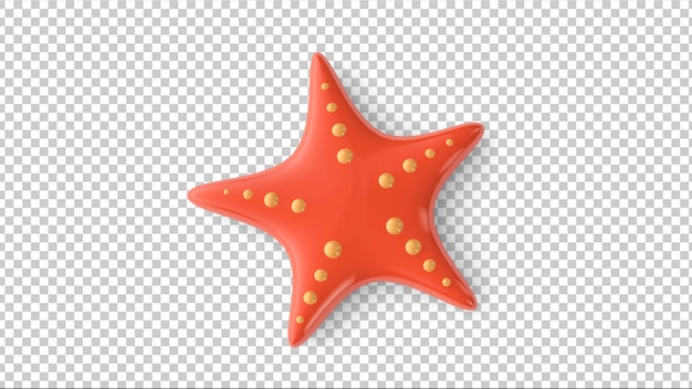 PSD starfish on transparent background. 3d illustration