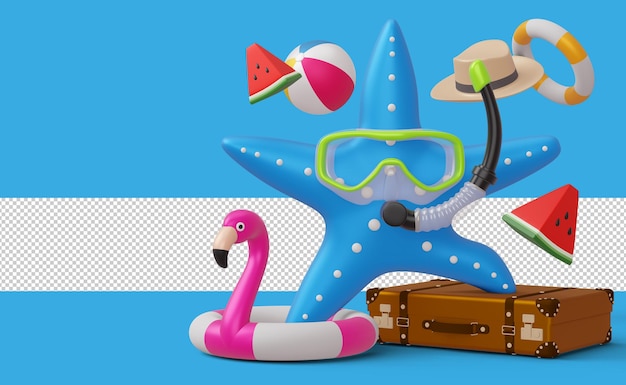 Морская звезда в маске для подводного плавания с летними аксессуарами летняя распродажа
