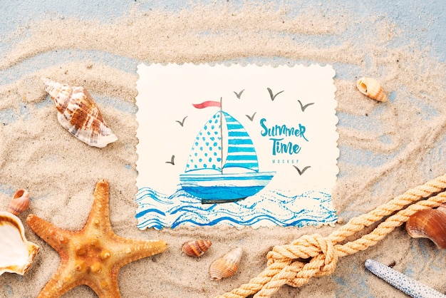 PSD starfish with quote for summer in sand