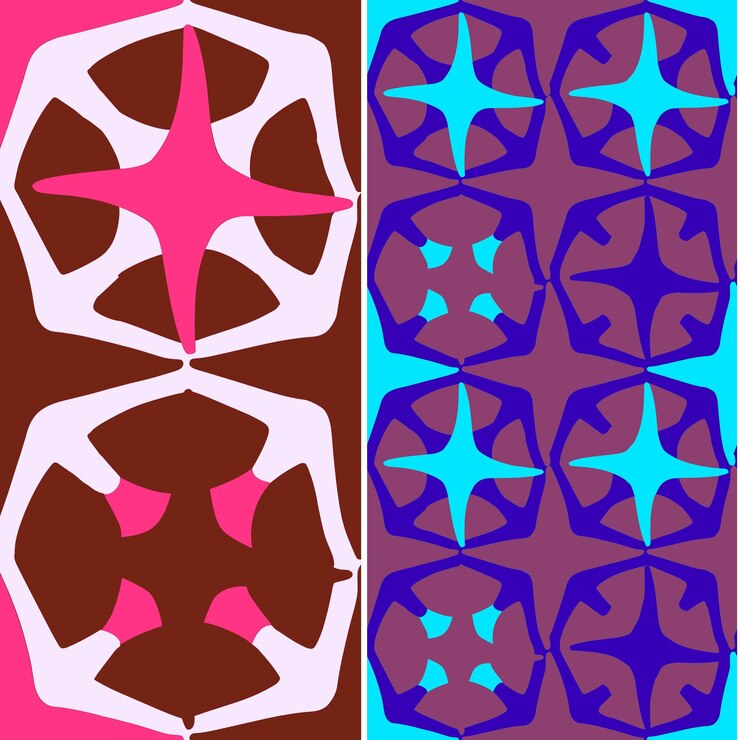 PSD starfish with star shaped silhouette flat minimal graphic de nature pattern vector designs
