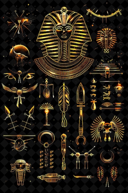 PSD starożytny amulet 32-bitowy piksel z hieroglifami i skarabeuszami w y2k shape neon color art collections