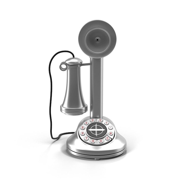 PSD starożytny srebrny telefon z wybieraniem