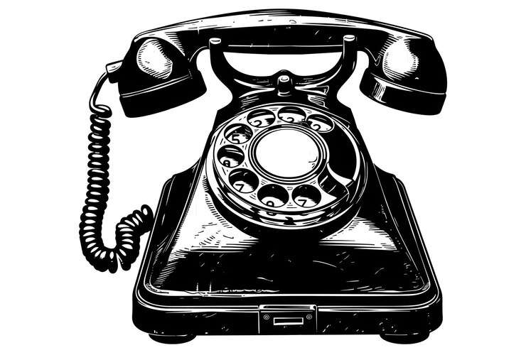 PSD starożytny telefon z kablem wiszącym w dół