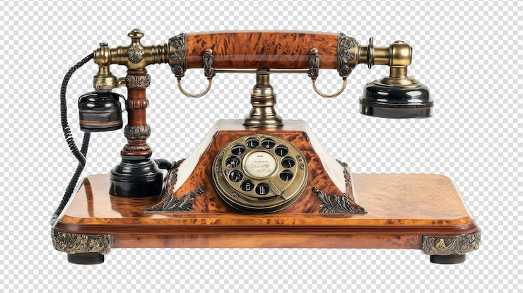 PSD starożytny telefon z tarczą obrotową izolowany na białym tle doskonały do projektów retro i nostalgicznych tematów