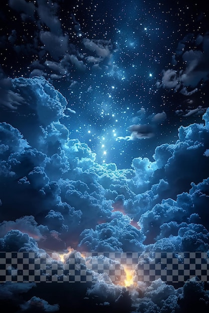 PSD starry sky clouds floating in the night sky fan on transparent background