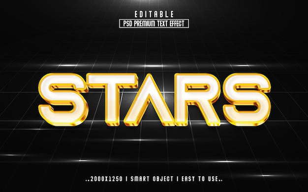 Stars 3d editable psd text effect style