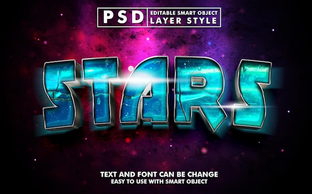 PSD stars 3d realistic text effect premium psd