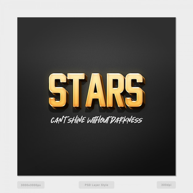 PSD stars can't shine without darkness  3d text style effect psd