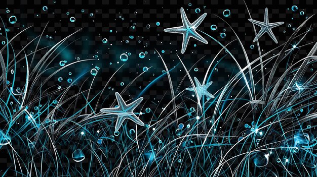 PSD stars in the grass with a blue background