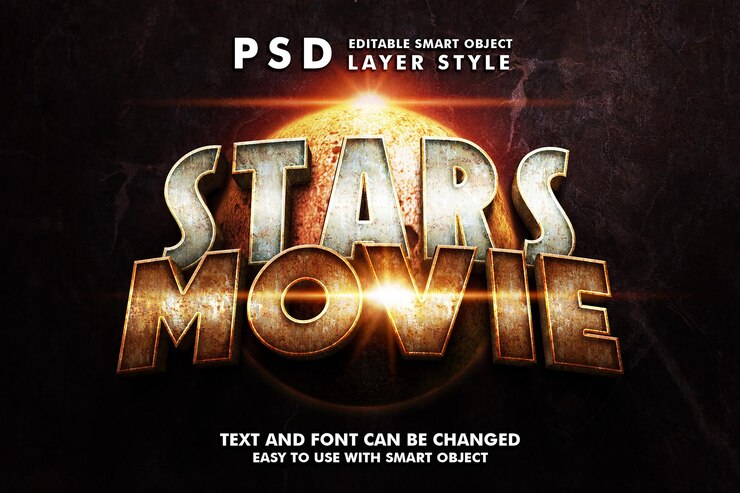 Stars Movie 3d Editable Text Effect Premium Psd