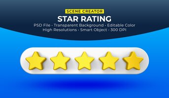PSD stars rating 3d render