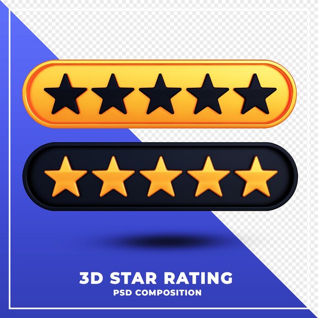 Stars rating isolated 3d design rendering