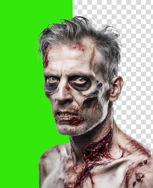 PSD starszy mężczyzna zombie fotografia dzień śmierci przezroczyste tło png