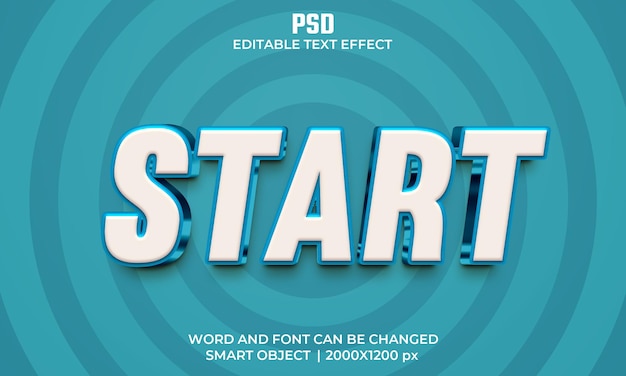 Начать 3d редактируемый текстовый эффект Premium Psd с фоном