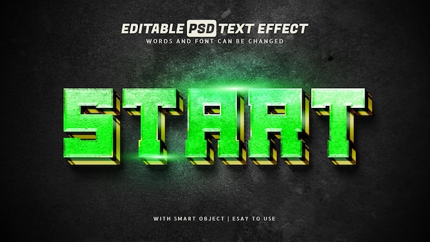 PSD start text effect 3d style editable