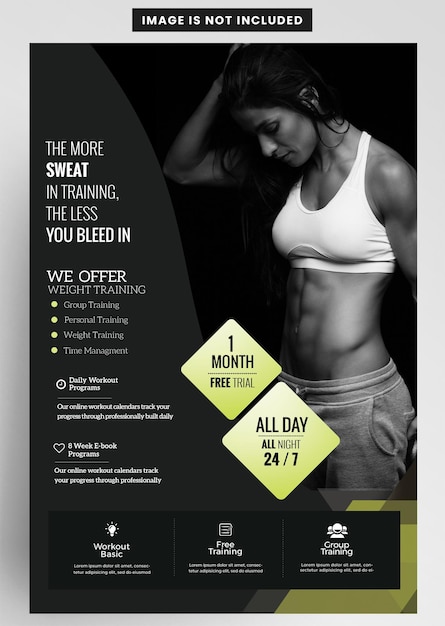 PSD start training fitness flyer template