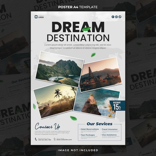 PSD start your holiday with travel agency poster a4 or banner template