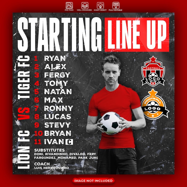 Starting lineup football club poster design