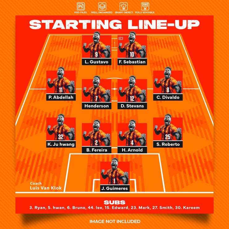 Starting lineup football match template