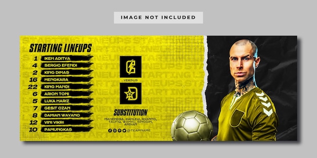 PSD starting lineups football soccer player banner template