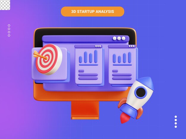 PSD startup analysis 3d illustration