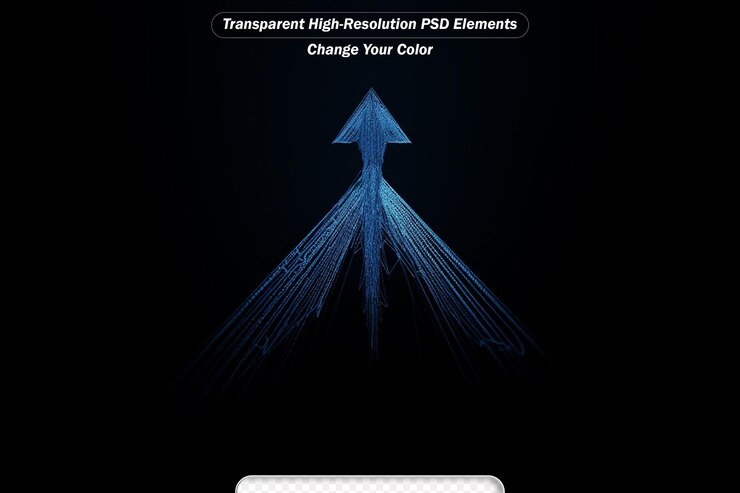 PSD startup concept up arrow abstract circuit lines futuristic technology
