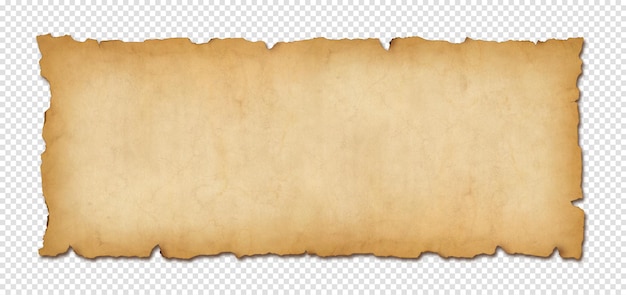 PSD stary papier poziomy baner zwój pergaminu na białym tle z cieniem