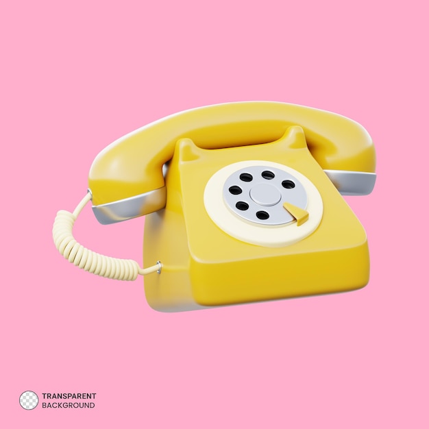 Stary telefon ikona na białym tle renderowania 3d ilustracja