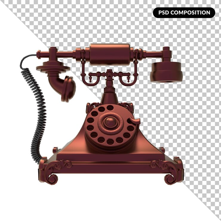 PSD stary telefon na białym tle renderowania 3d
