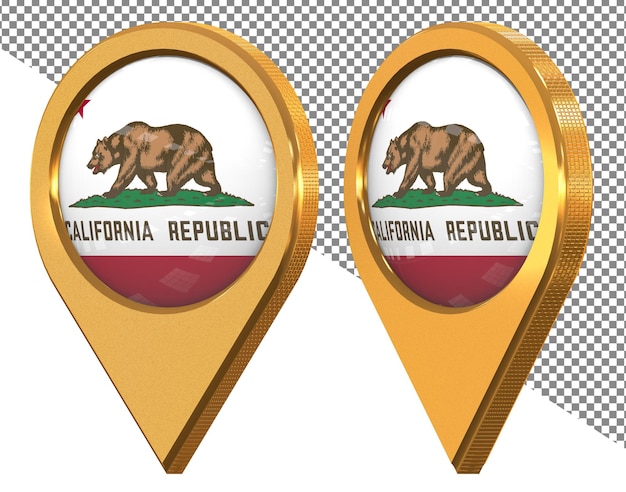state of california location icon flag isolated with different angled 3d rendering