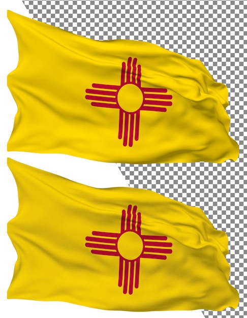 PSD onda di bandiera dello stato del new mexico isolata in plain bump texture sfondo trasparente rendering 3d