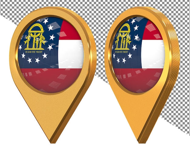 state of georgia location icon flag isolated with different angled 3d rendering