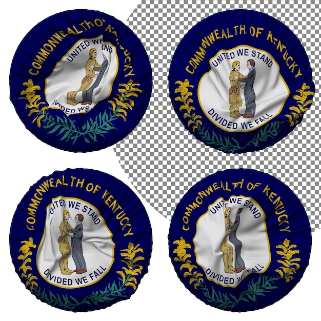 state of kentucky flag round shape isolated different waving style bump texture 3d rendering