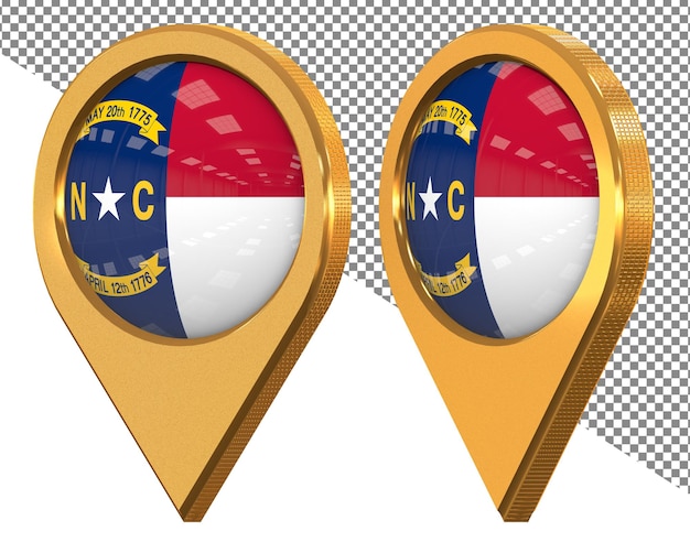 state of north carolina location icon flag isolated with different angled 3d rendering