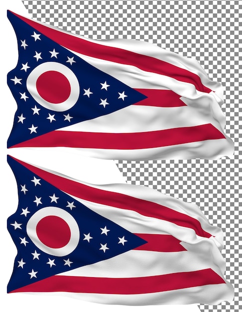 state of ohio flag waves isolated in plain bump texture transparent background 3d rendering