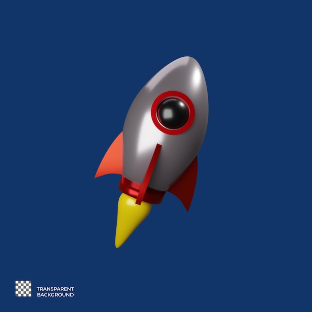 Statek kosmiczny ikona rakiety na białym tle ilustracja renderowania