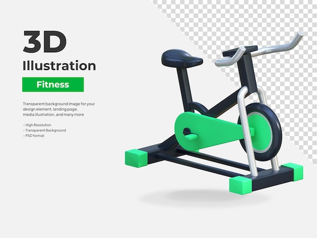 Bicicletta statica icona palestra e fitness 3d'illustrazione