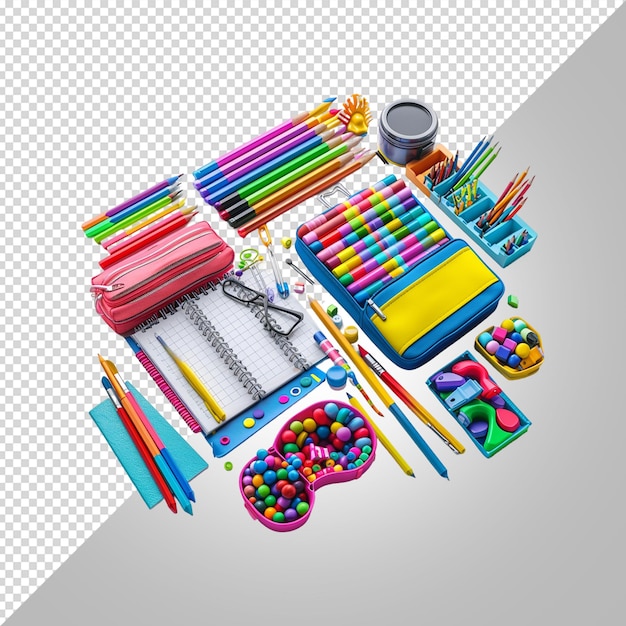 PSD stationary items on white background